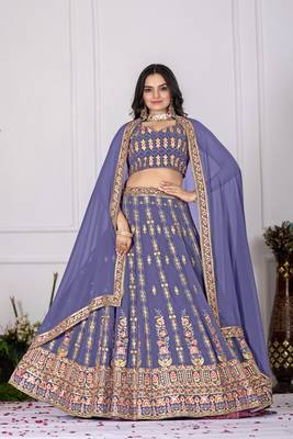 Lavender Designer Wedding Lehenga Choli for Women 4