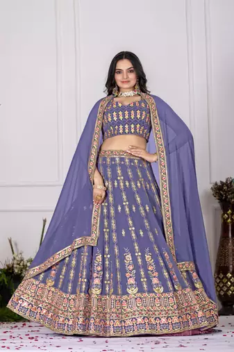 Lavender Designer Wedding Lehenga Choli for Women