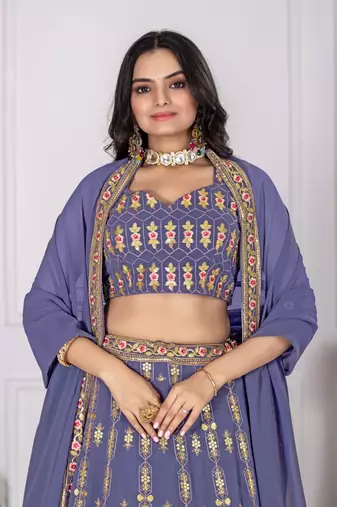 Lavender Designer Wedding Lehenga Choli for Women