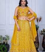 Yellow Designer Wedding Lehenga Choli for Women