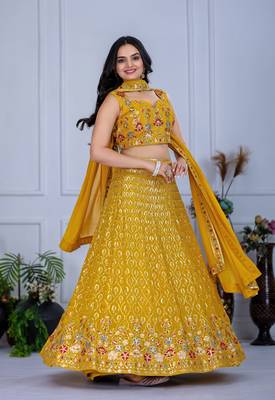 Yellow Wedding Lehenga Choli for Women 4