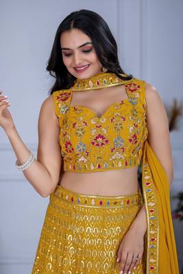 Yellow Wedding Lehenga Choli for Women 5