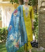 Lemon embroidered viscose rayon kurta sets