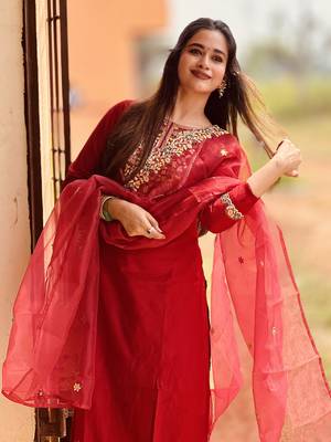 Maroon embroidered viscose rayon kurta sets 2
