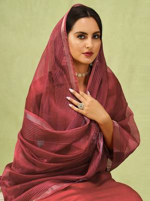 Peach embroidered viscose roman silk kurta sets 4