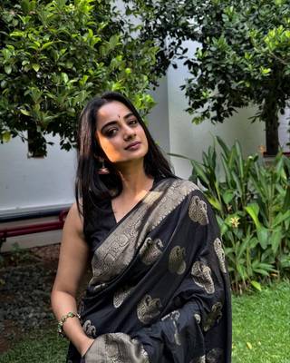 Black silk blend saree with blouse 3