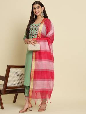 Pista embroidered silk blend salwar suit 1