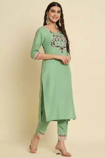 Pista embroidered silk blend salwar suit