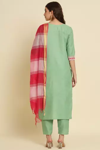 Pista embroidered silk blend salwar suit