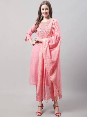 Gajari embroidered chanderi modal salwar suit 1