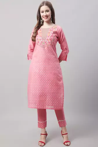 Gajari embroidered chanderi modal salwar suit