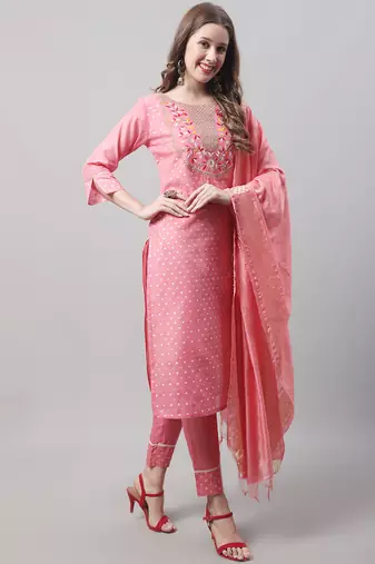 Gajari embroidered chanderi modal salwar suit