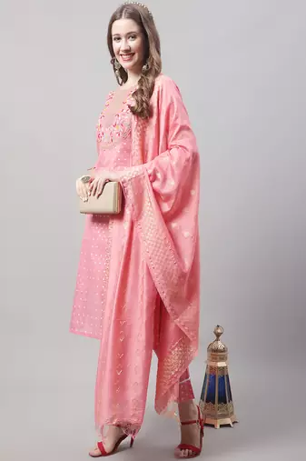 Gajari embroidered chanderi modal salwar suit