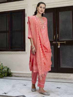 Gajri embroidered chanderi modal salwar suit 1