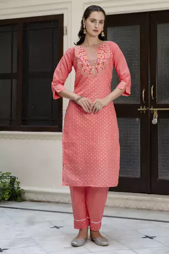Gajri embroidered chanderi modal salwar suit