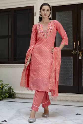 Gajri embroidered chanderi modal salwar suit