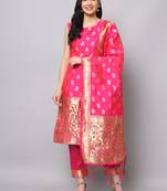 Rani embroidered cotton silk jacquard salwar suit