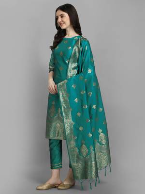 Rama embroidered cotton silk jacquard salwar suit 2
