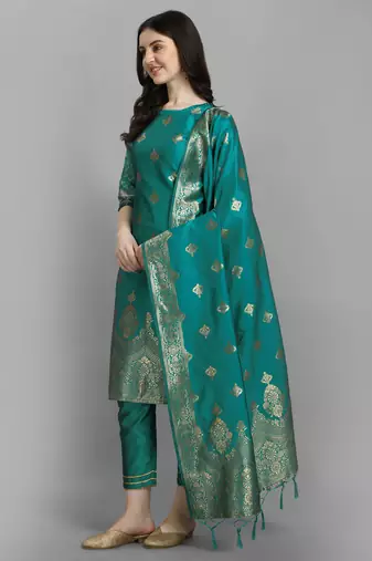Rama embroidered cotton silk jacquard salwar suit