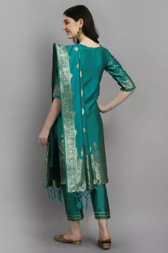 Rama embroidered cotton silk jacquard salwar suit