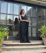 black Georgette sequin saree With Blouse