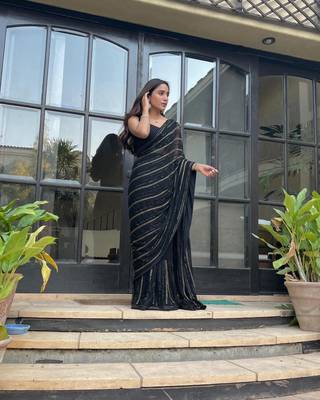 black Georgette sequin saree With Blouse 3