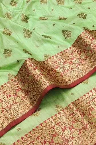 Light Green Color Soft Silk Blend Designer Motif Saree