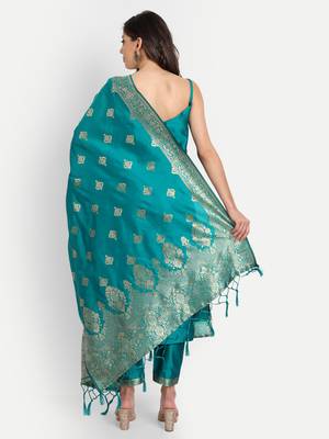 Rama embroidered cotton silk jacquard salwar suit 4