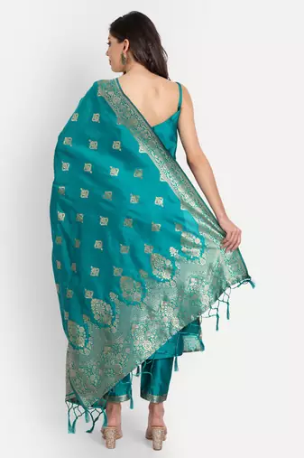 Rama embroidered cotton silk jacquard salwar suit