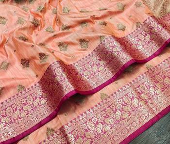 Light Orange Color Soft Silk Blend Designer Motif Saree 3
