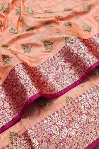 Light Orange Color Soft Silk Blend Designer Motif Saree