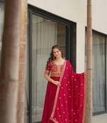 Pink Vichitra Silk Embroidery Sequins Work Long Kurtis