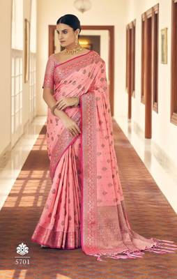 Light Pink Color Soft Silk Blend Designer Motif Saree 1