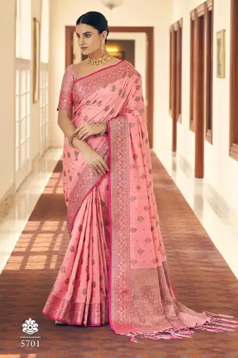 Light Pink Color Soft Silk Blend Designer Motif Saree