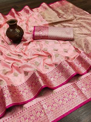 Light Pink Color Soft Silk Blend Designer Motif Saree 2