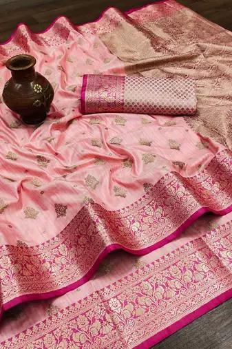Light Pink Color Soft Silk Blend Designer Motif Saree