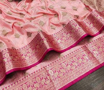 Light Pink Color Soft Silk Blend Designer Motif Saree 3