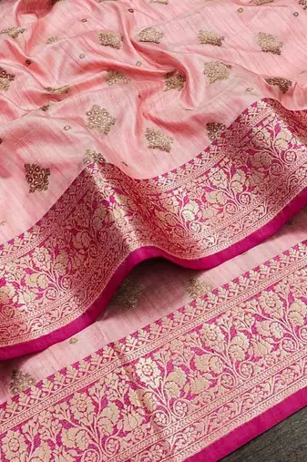 Light Pink Color Soft Silk Blend Designer Motif Saree