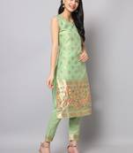 Pista embroidered cotton silk jacquard salwar suit