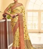 Yellow Color Soft Silk Blend Designer Motif Saree