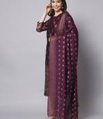 Purple embroidered cotton silk jacquard salwar suit