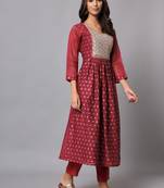 Purple embroidered chanderi modal salwar suit