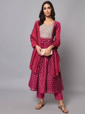 Purple embroidered chanderi modal salwar suit 4