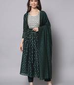 Green embroidered chanderi modal salwar suit