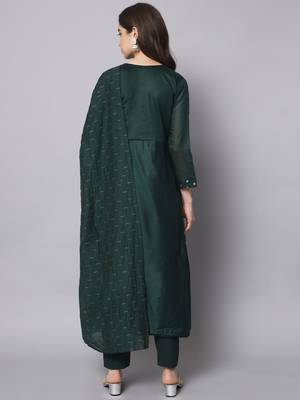 Green embroidered chanderi modal salwar suit 3