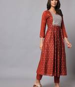 Maroon embroidered chanderi modal salwar suit