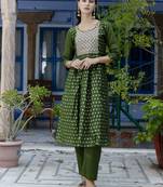 Mehendi embroidered chanderi modal salwar suit