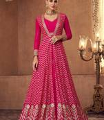 Pink embroidered & sequins work georgette blouse lehenga with jacket suit - full stitched suit