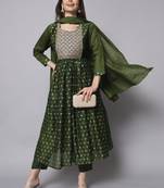 Mehndi embroidered chanderi modal salwar suit