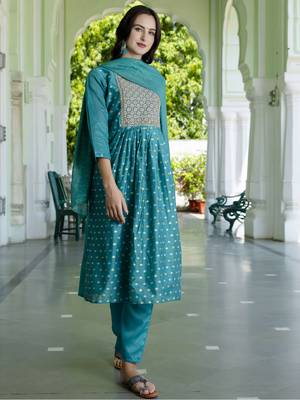 Rama embroidered chanderi modal salwar suit 2